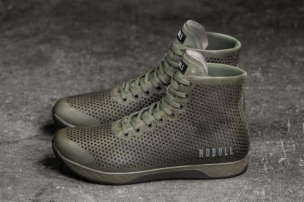 Baskets Montantes NOBULL Femme Vert - Chaussures NOBULL High-Top Moss Leather,France (2137-CVHDJ)